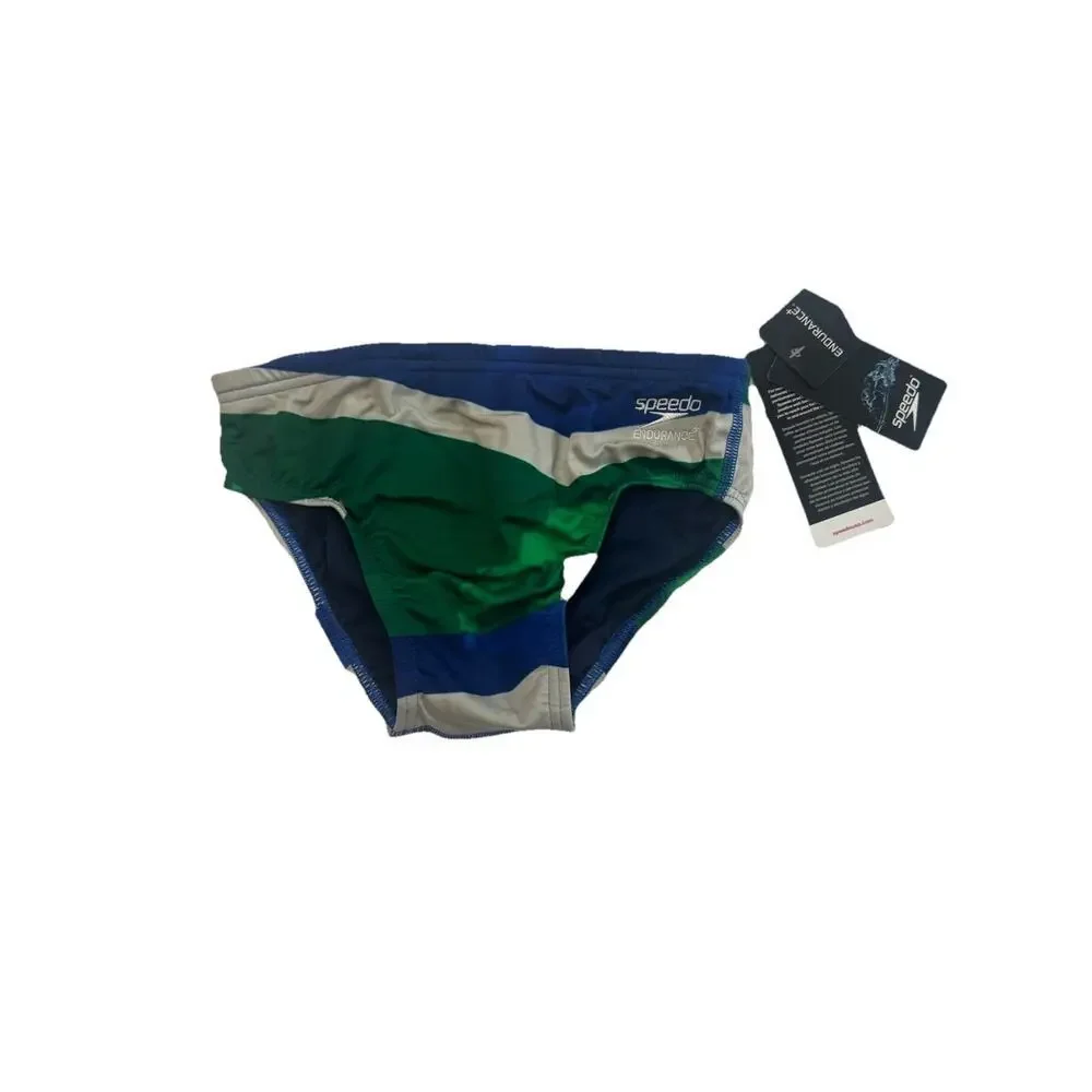 Speedo Endurance+ Swim Brief Men’s Size 28 Blue Clear Green NWT